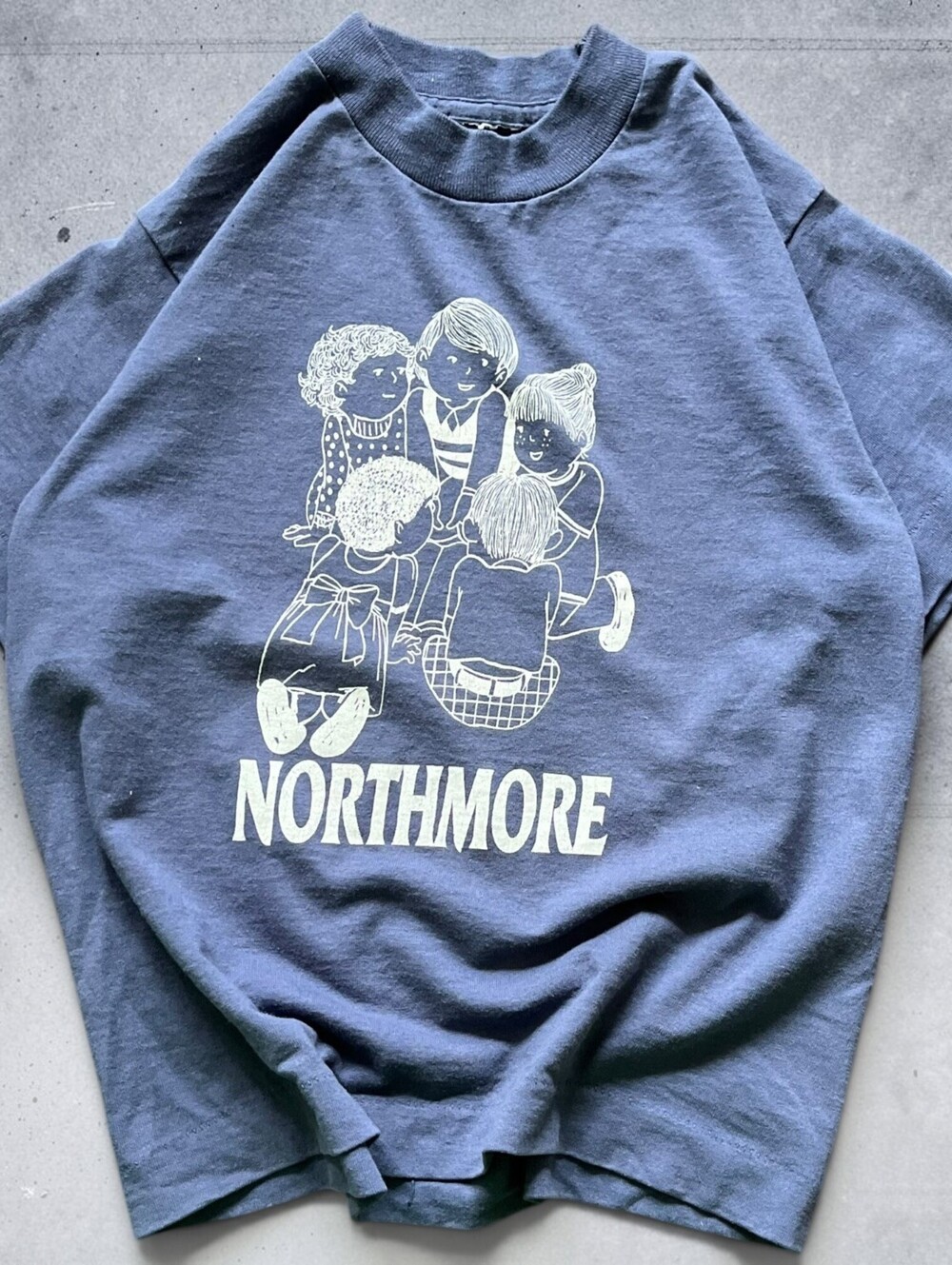 Vintage 70s/80s Northmore Graphic Navy Baby Tee Shirt Size XS True Vintage